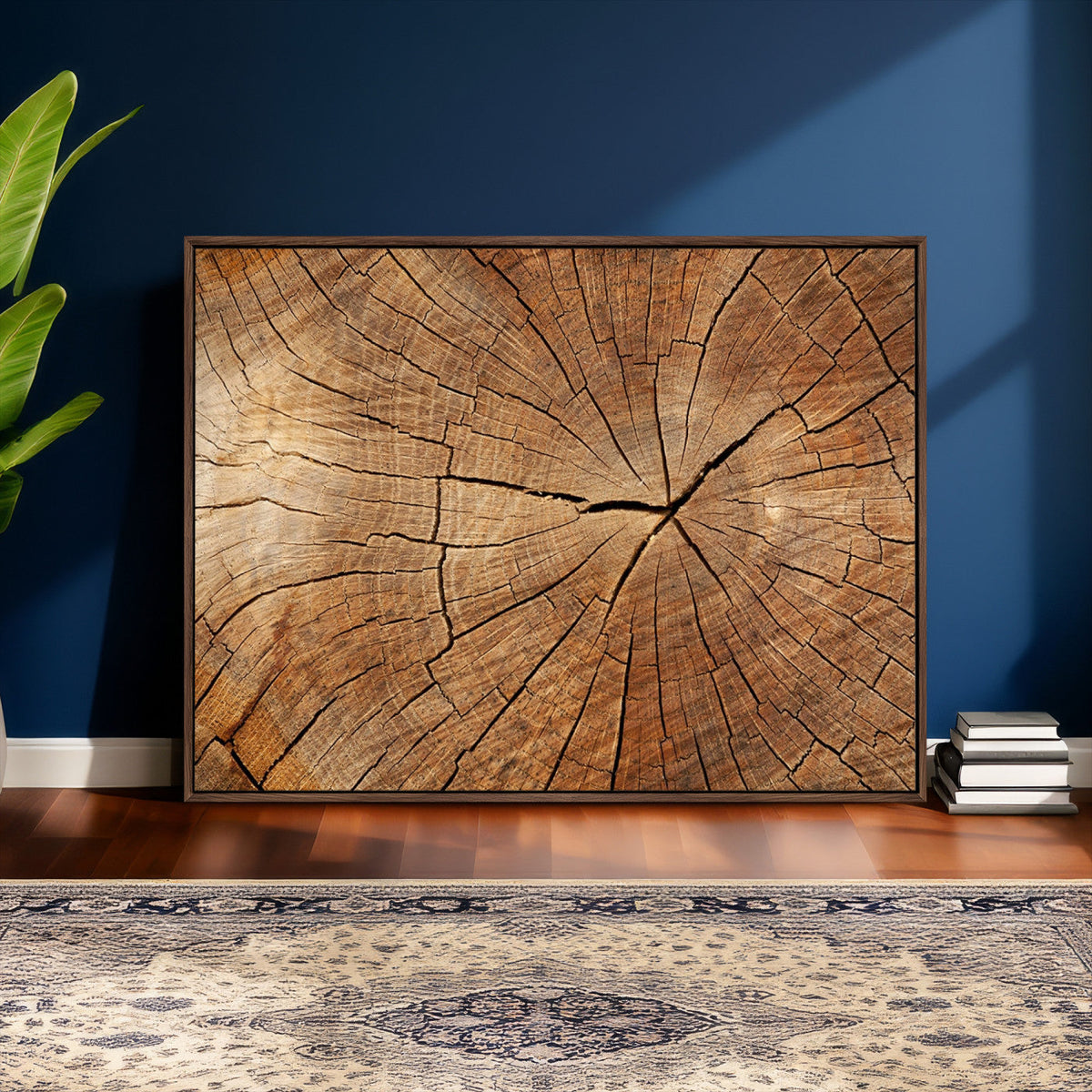 Tree Ring Canvas Art, Rustic Wood Grain Wall Art, Tree Slice Decor for Modern Homes