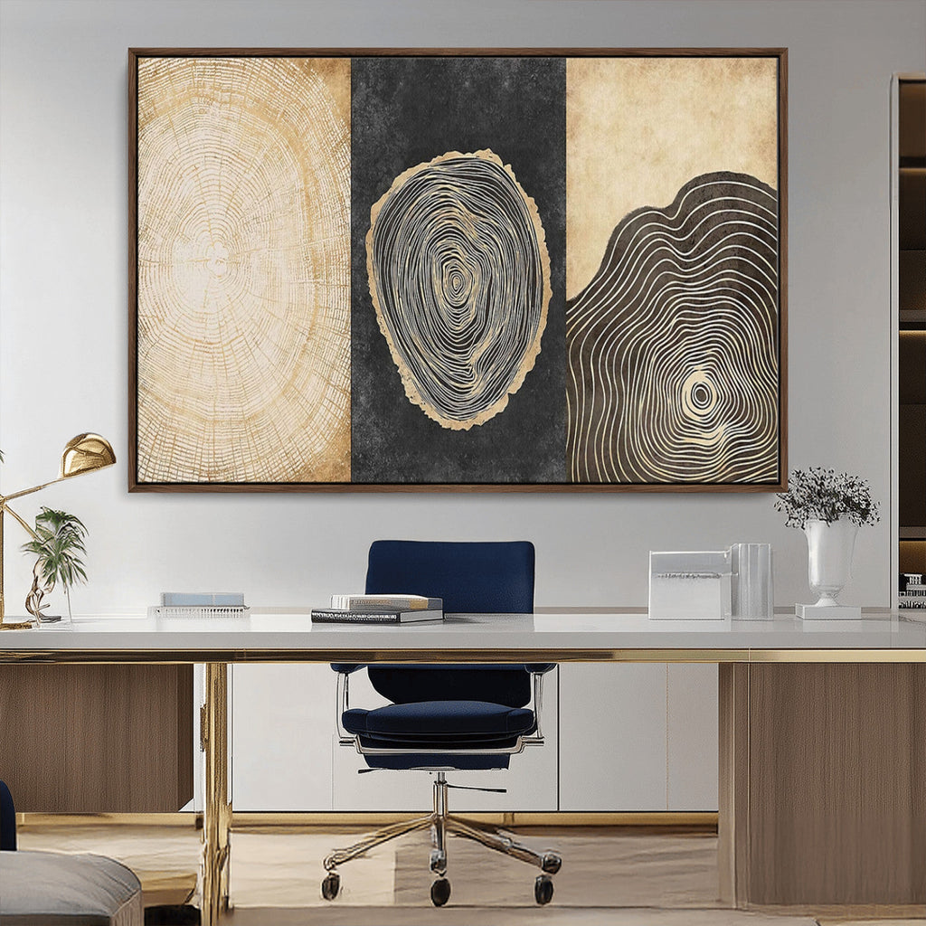 Tree Rings Canvas Wall Art Print, Minimalist Natural History in Modern Decor
