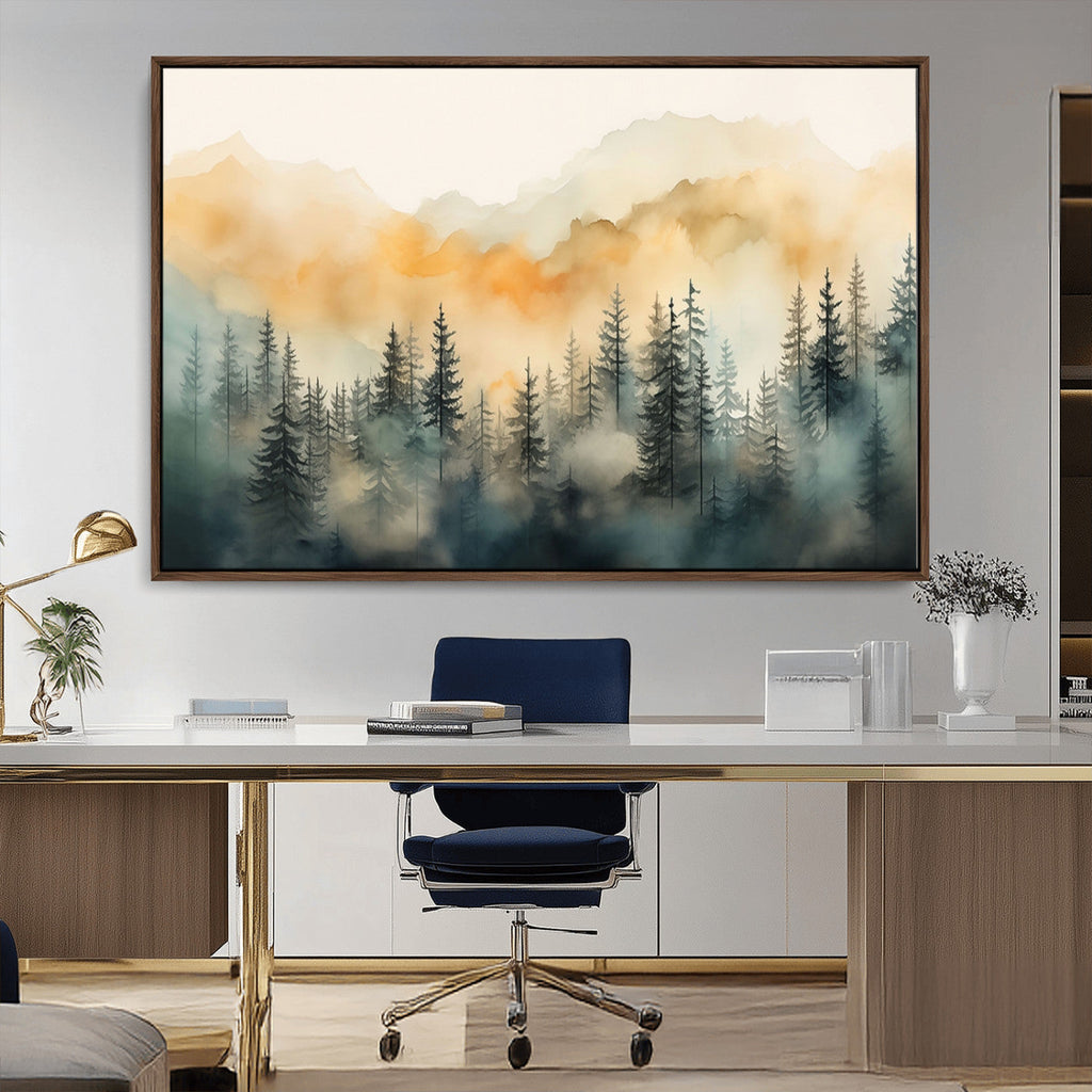 Abstract Forest Print | Mountain Wall Art | Autumn Landscape Canvas Print