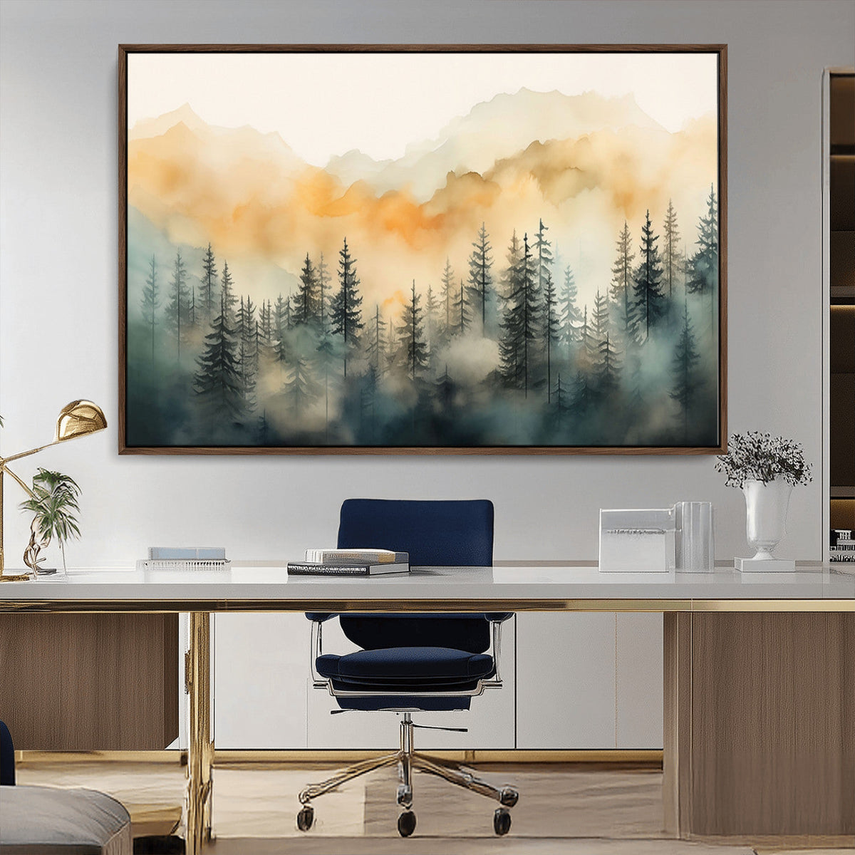 Abstract Forest Print | Mountain Wall Art | Autumn Landscape Canvas Print