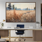 Golden Fields Canvas Wall Art Print | Serene Minimalist Landscape for Modern Decor