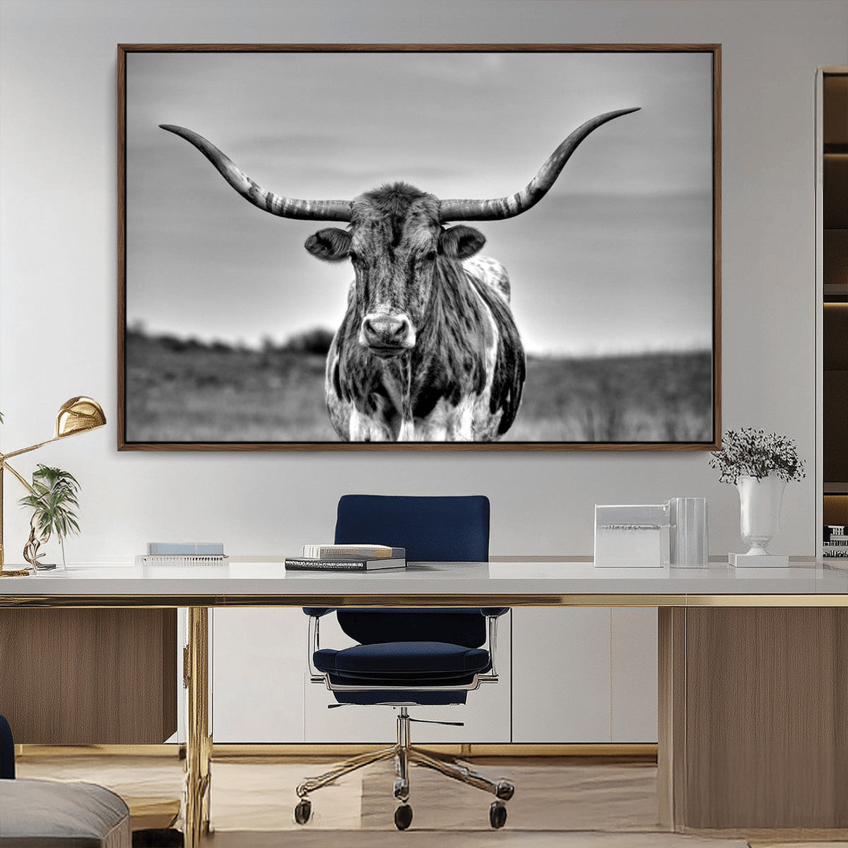 Texas Longhorn Cow Wall Art, Texas Longhorn Canvas, Cattle