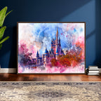 Disney Wall Art: Dreamy Watercolor Cinderella Castle Canvas Print