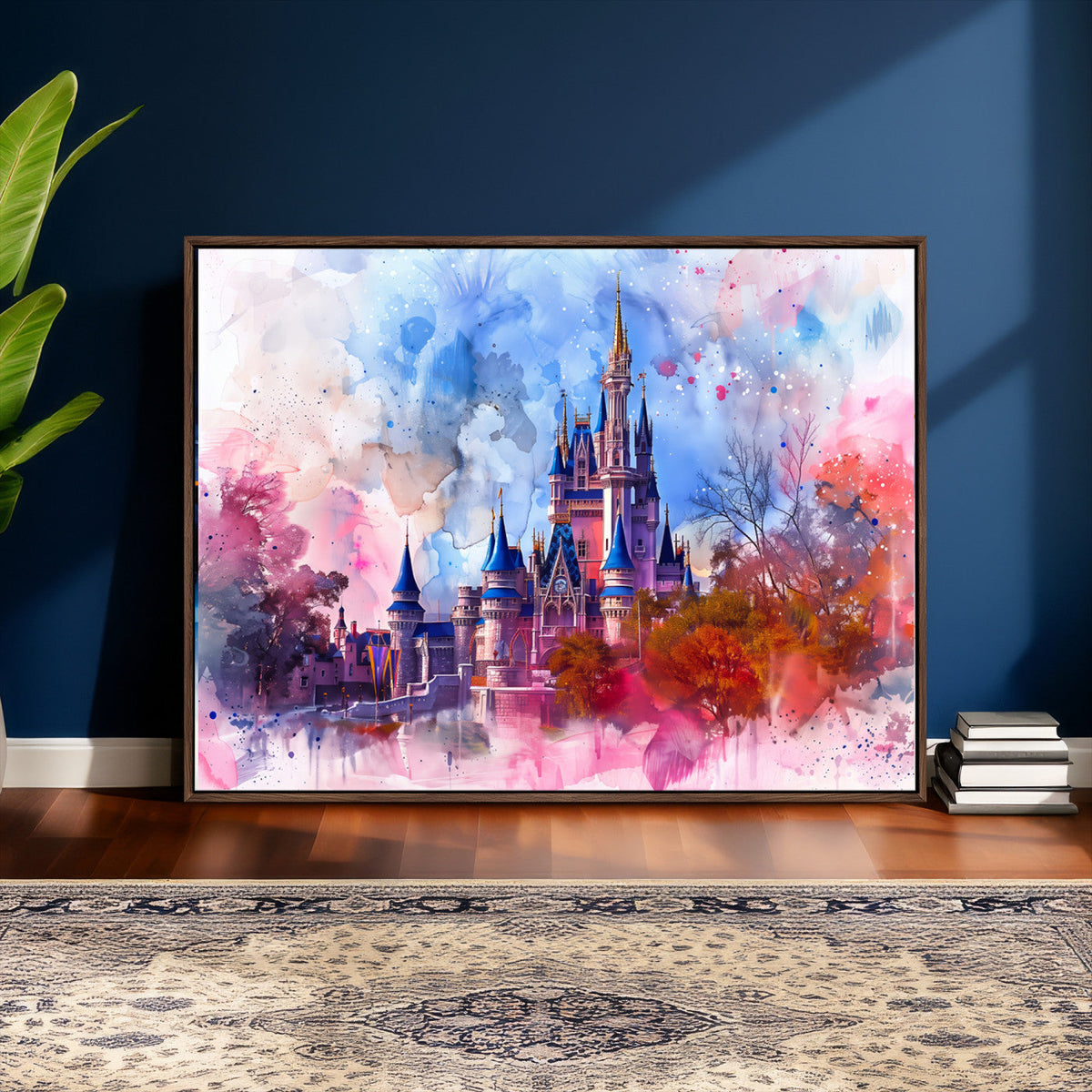 Disney Wall Art: Dreamy Watercolor Cinderella Castle Canvas Print