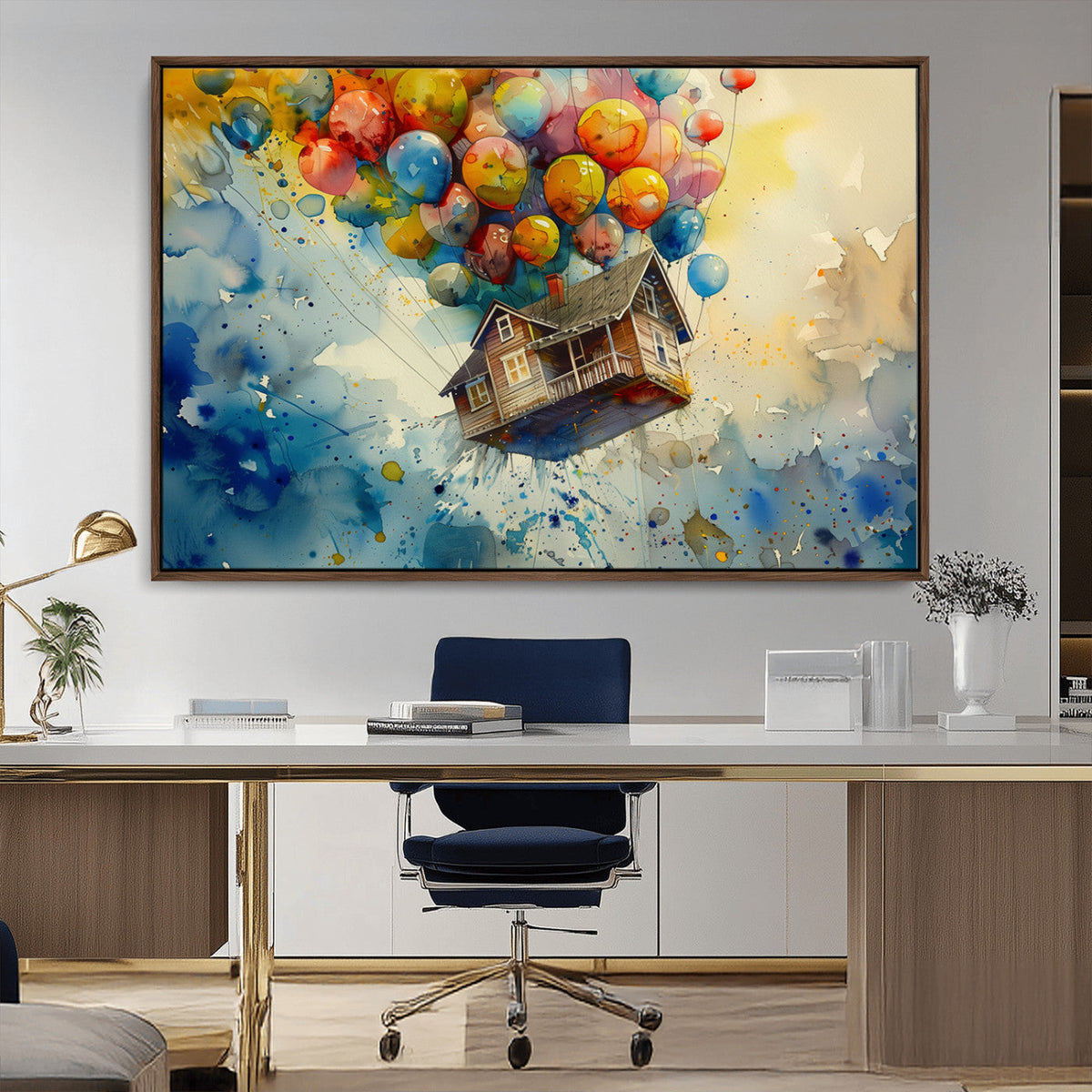 UP-Inspired Floating House with Balloons Canvas Art | Colorful Wall Decor