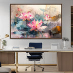 Lotus Flower Wall Art | 3 Panel Giclee Canvas Print of Pink Lotus Blossoms