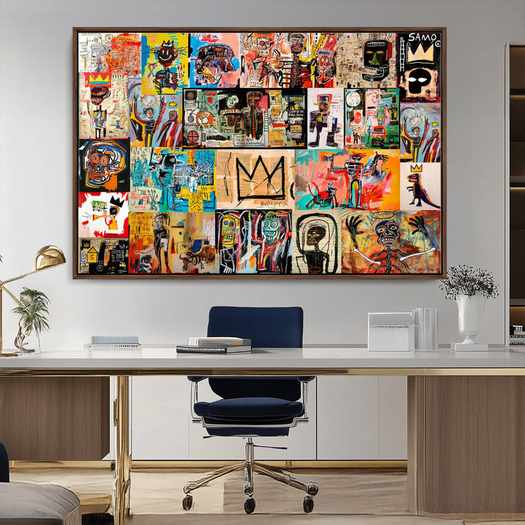 Abstract Art Collage Wall Art Canvas Print, Urban Graffiti Style