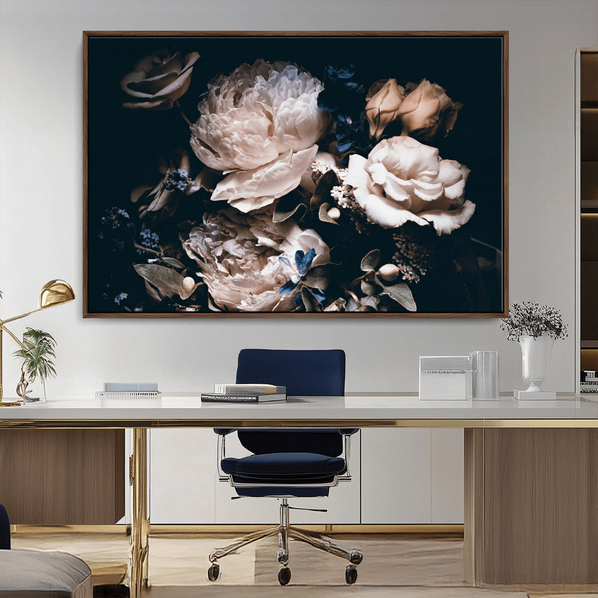 Pink Peonies Flowers Large Canvas Art Print