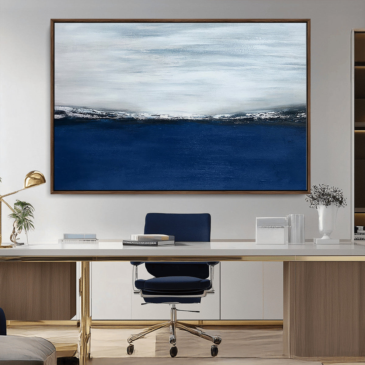 Navy Blue Abstract Wall Art Canvas Print