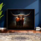 Abstract Texas Longhorn Wall Art Print | 3-Panel Large Texas Longhorn Canvas