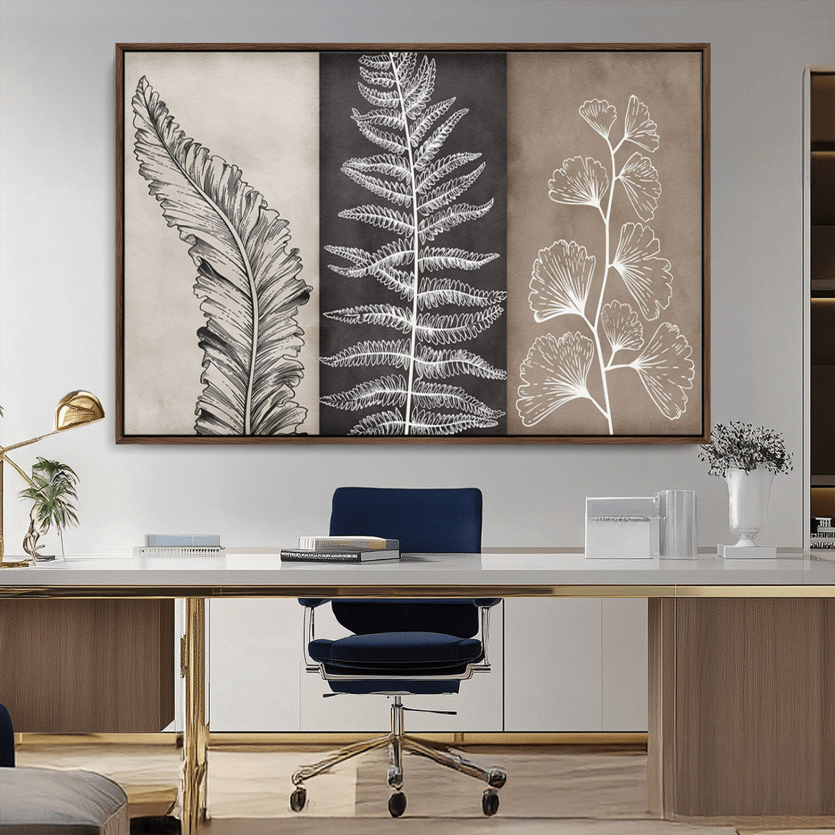 Minimalist Botanical Wall Art Canvas Print, Framed and Ready to Hang