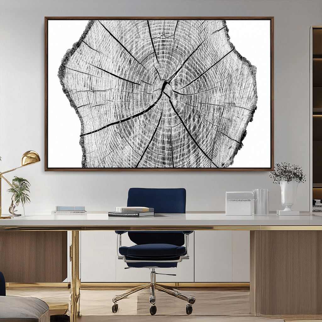 Rustic Tree Ring Wall Art Canvas Print, Framed and Ready to Hang