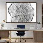 Rustic Tree Ring Wall Art Canvas Print, Framed and Ready to Hang