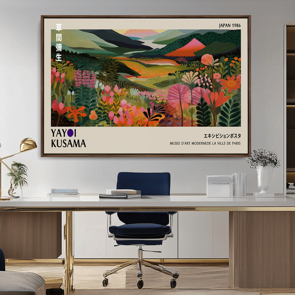 Yayoi Kusama Abstract Print, Vibrant Floral Mountain Art