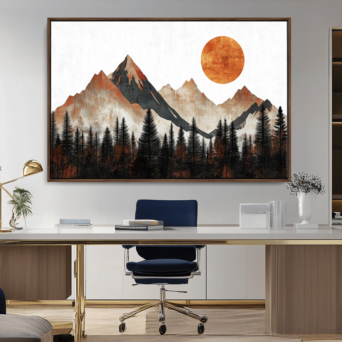 Modern Abstract Mountain Canvas Wall Art Print