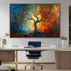 Yggdrasil Tree of Life Mosaic Stained Glass Wall Art Canvas Print