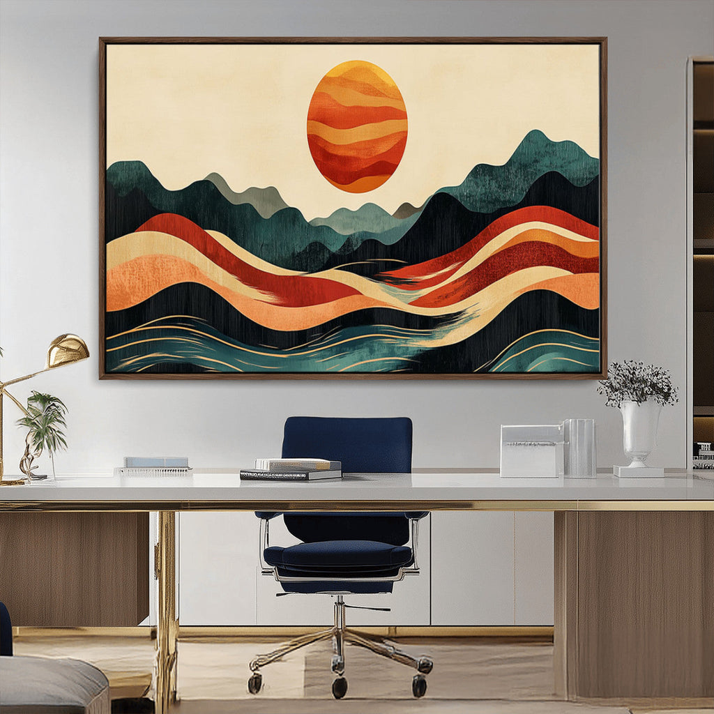 Mountain Triptych Wall Art Canvas Print | Western Boho Pine Tree Nature Print