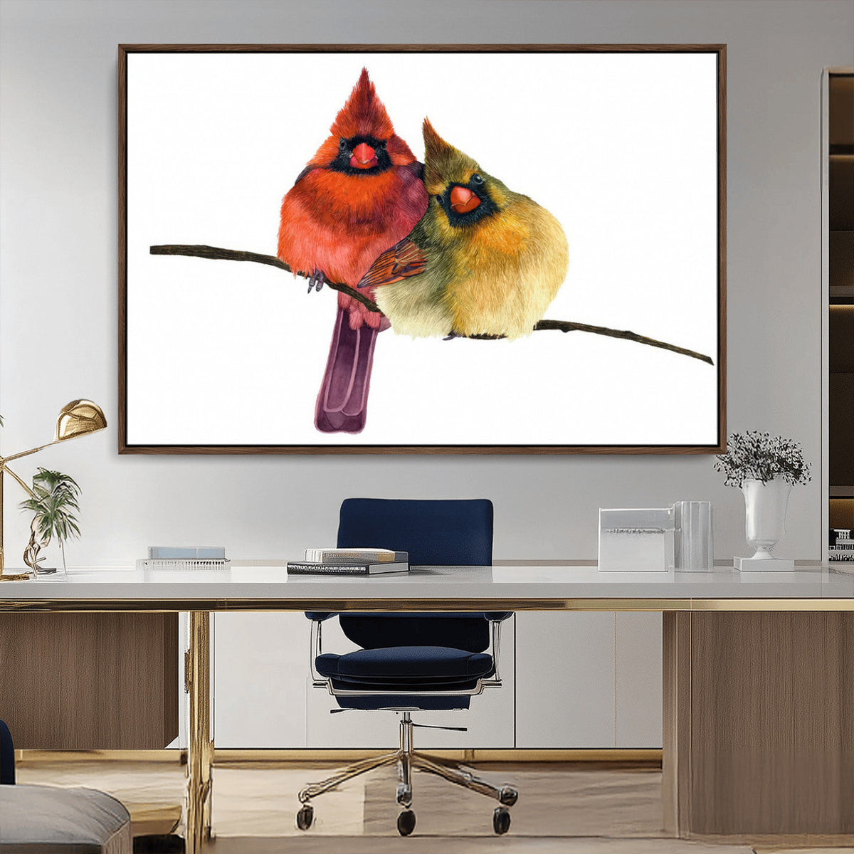 Cardinal Bird Canvas Wall Art, Male and Female Cardinal Print, Nature Inspired Bird Decor