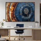 Framed Abstract Tree Ring Wall Art Print, Natural Rustic Wood Grain Canvas Print