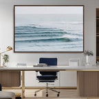 Ocean Waves Wall Art Canvas Print, Framed Surfer Lineup on a Crowded Ocean