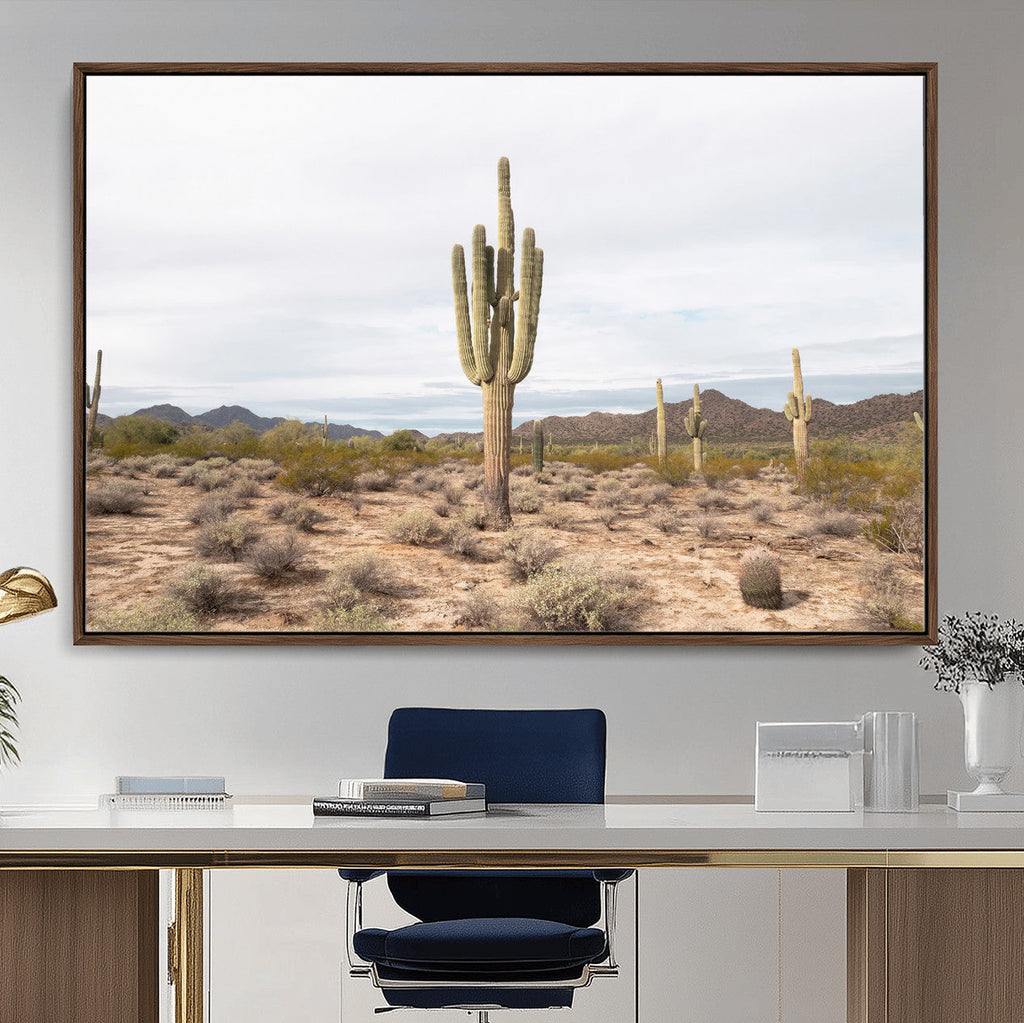 Saguaro Cactus Wall Art | Framed Desert Canvas Artwork