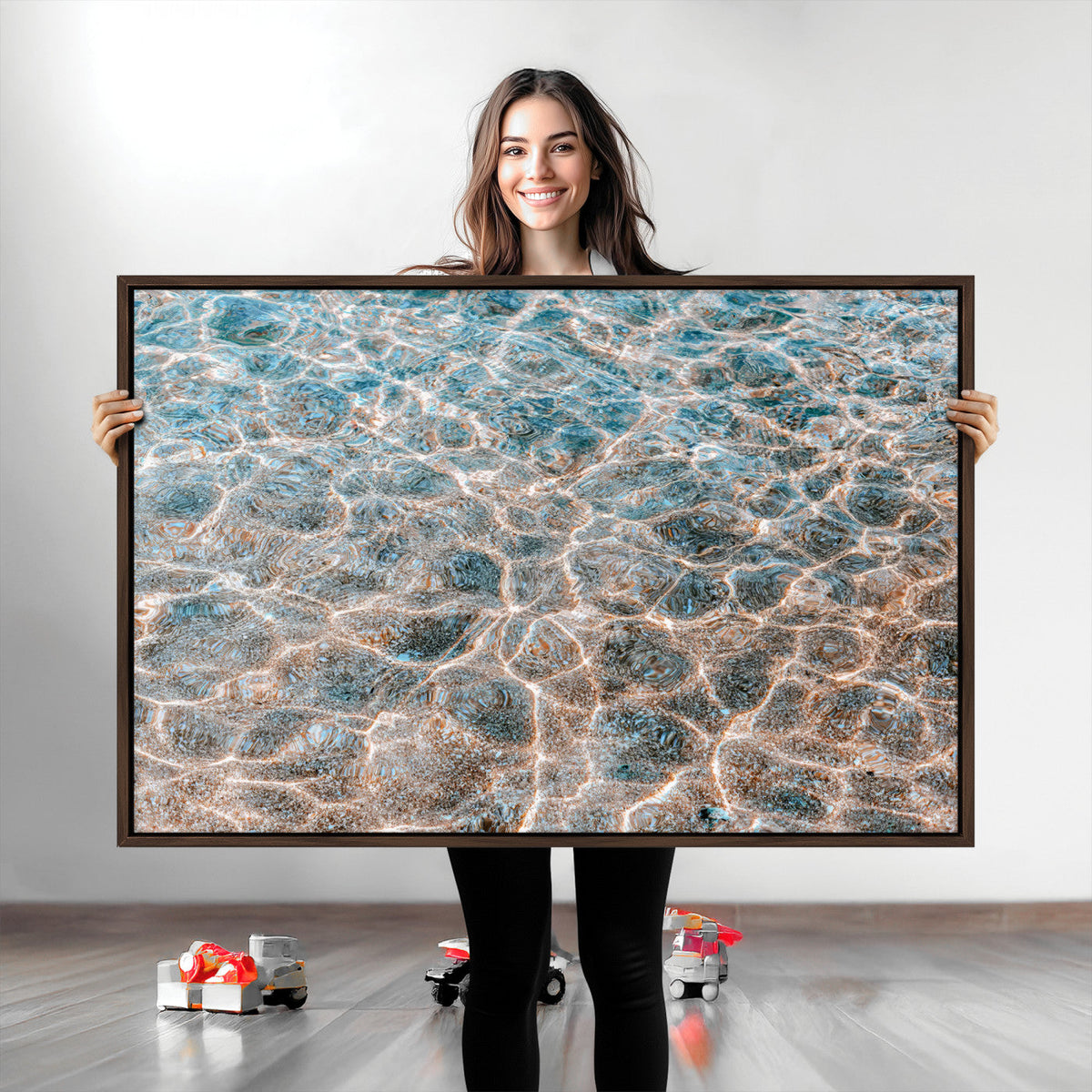 Clear Water Wall Art Canvas Print | Framed Sunlit Ocean Ripples