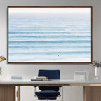 Ocean Wave Surfer Wall Art | Framed Minimal Seascape Canvas