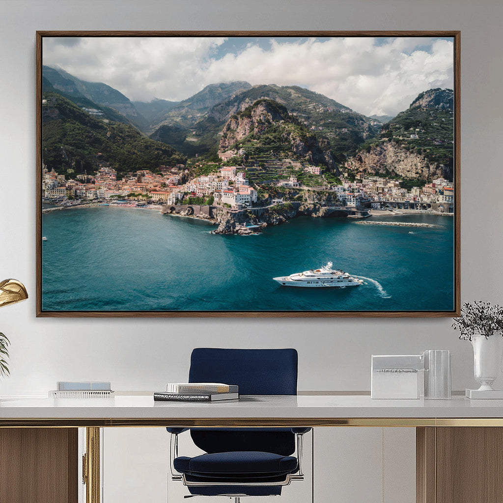 Amalfi Coast Wall Art | Framed Italian Seaside Canvas