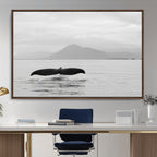 Whale Tail Wall Art | Framed Black White Ocean Canvas
