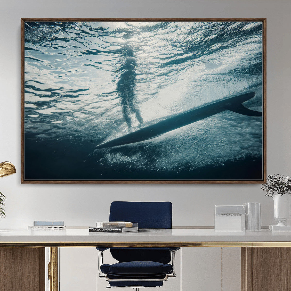 Underwater Surf Wall Art | Framed Ocean Wave Canvas Artwork