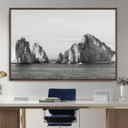Coastal Wall Art | Framed Black White Ocean Canvas Artwork
