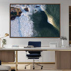 Ocean Wave Wall Art | Aerial Coastal View Canvas Artwork