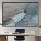 Ocean Waves Wall Art Canvas Print, Framed Coastal Serenity Surf Scene