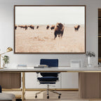 Bison Herd Wall Art Canvas Print, Framed Western Prairie Serenity