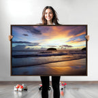 Beach Sunset Wall Art Canvas Print, Tropical Ocean Waves
