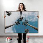 Tropical Palm Trees Wall Art Canvas Print, Framed California Sky Minimalist Nature