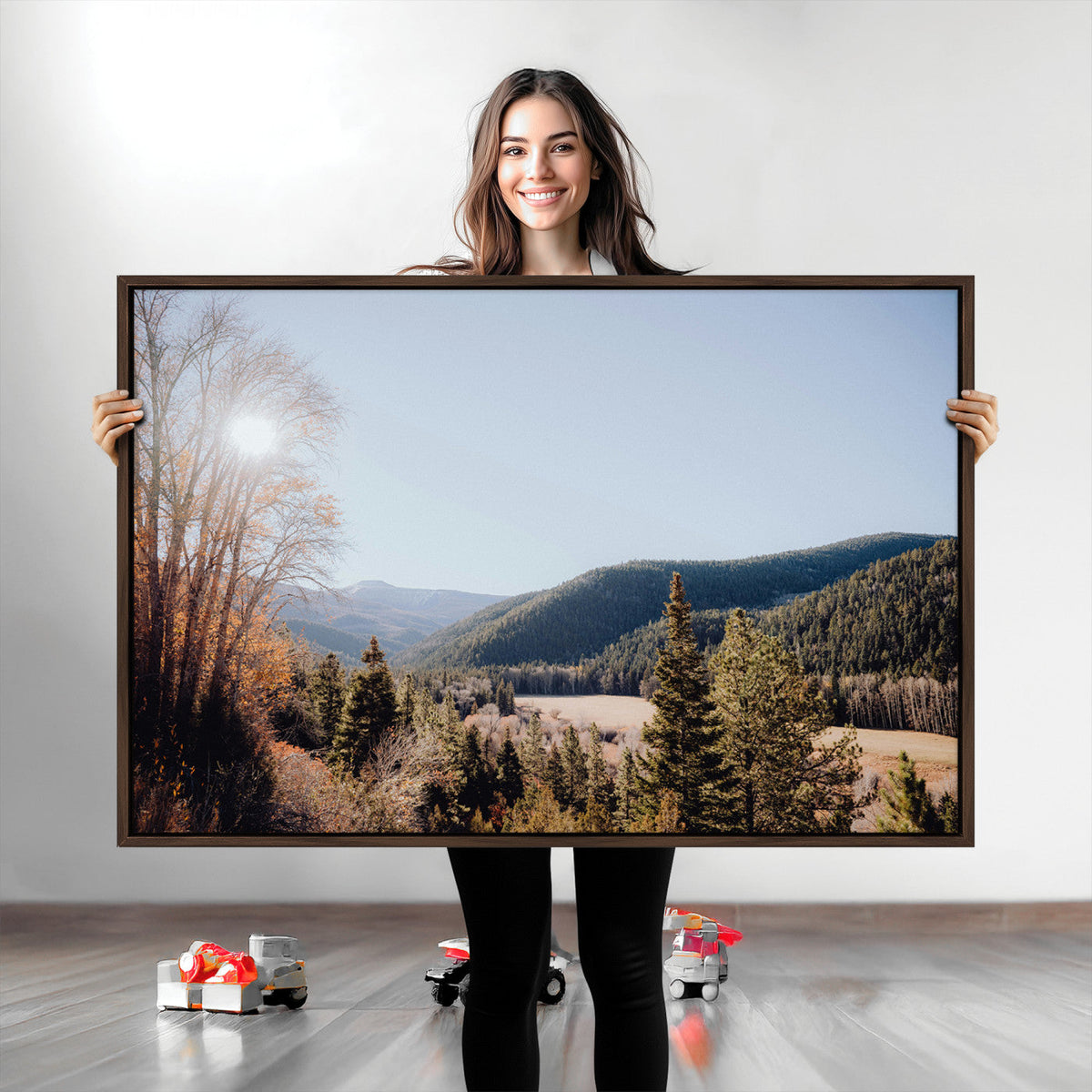 Rustic Landscape Wall Art Canvas Print, Serene Valley Scene