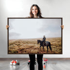 Cowboy Wall Art Canvas Print, Framed Western Rustic Ranch Scene