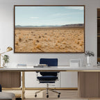 Desert Plains Wall Art Canvas Print, Golden Light Over Dry Grass and Open Horizon