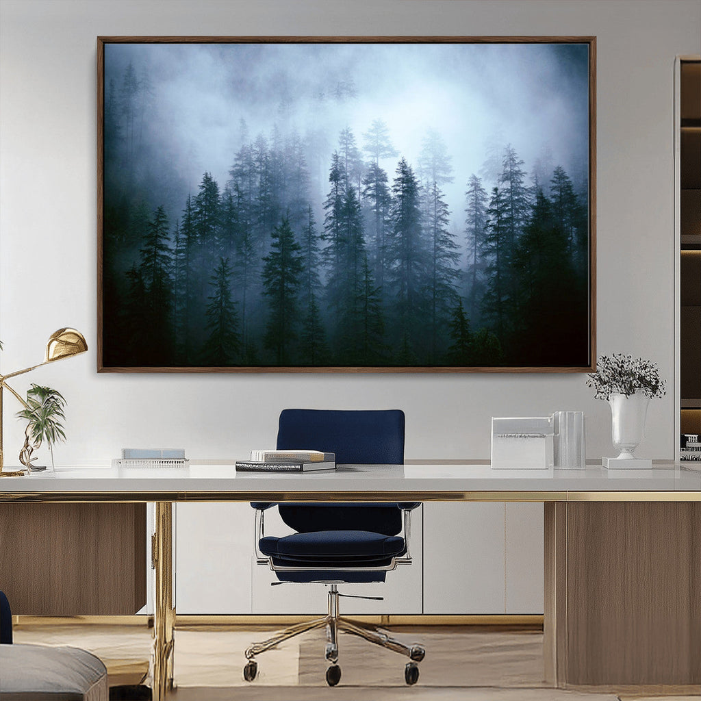 Foggy Pines Misty Forest Wall Art Print