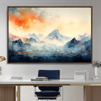 Warm Clouds Abstract Mountain Wall Art, Modern Landscape Canvas Print