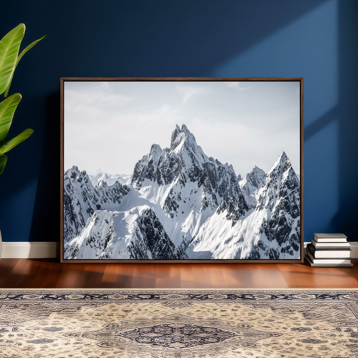 Snowy Mountain Range Canvas Print, Alpine Peaks Landscape Wall Art