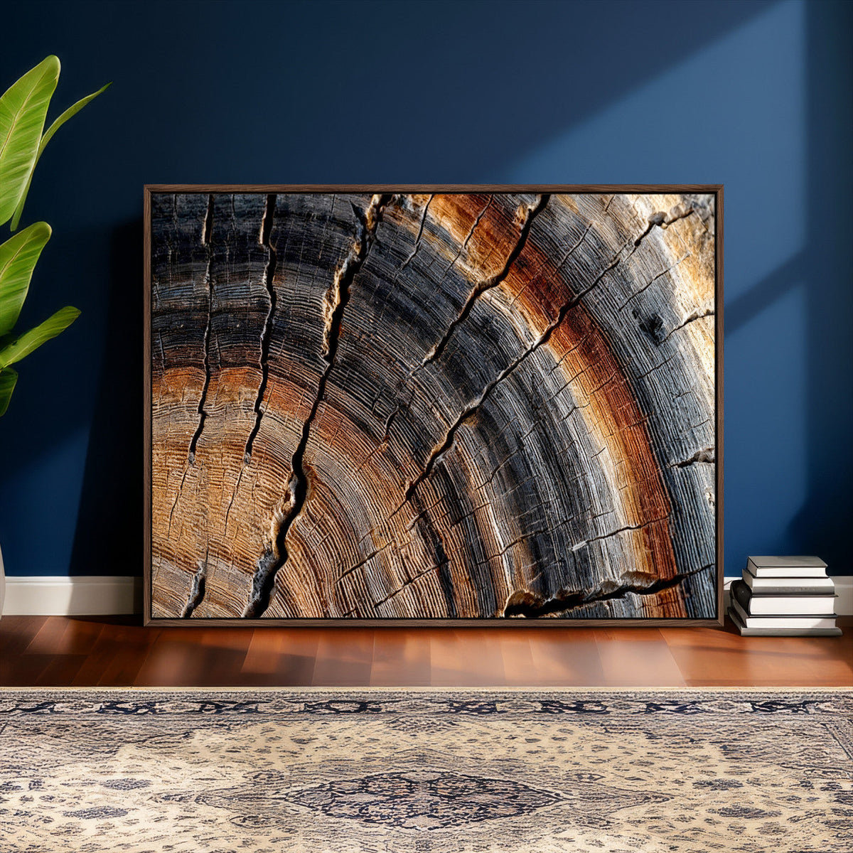 Abstract Tree Ring Wall Art Print, Natural Rustic Wood Grain Canvas