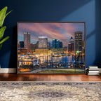 Baltimore Skyline Wall Art Canvas Print, Baltimore Downtown Night Cityscape