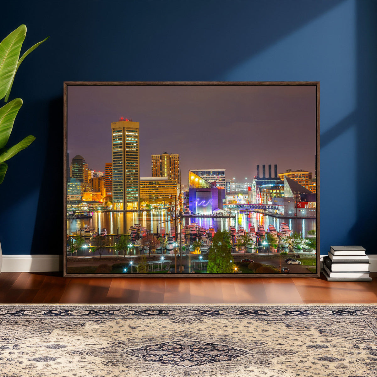 Baltimore Skyline Wall Art Canvas Print, Baltimore Downtown Night Cityscape
