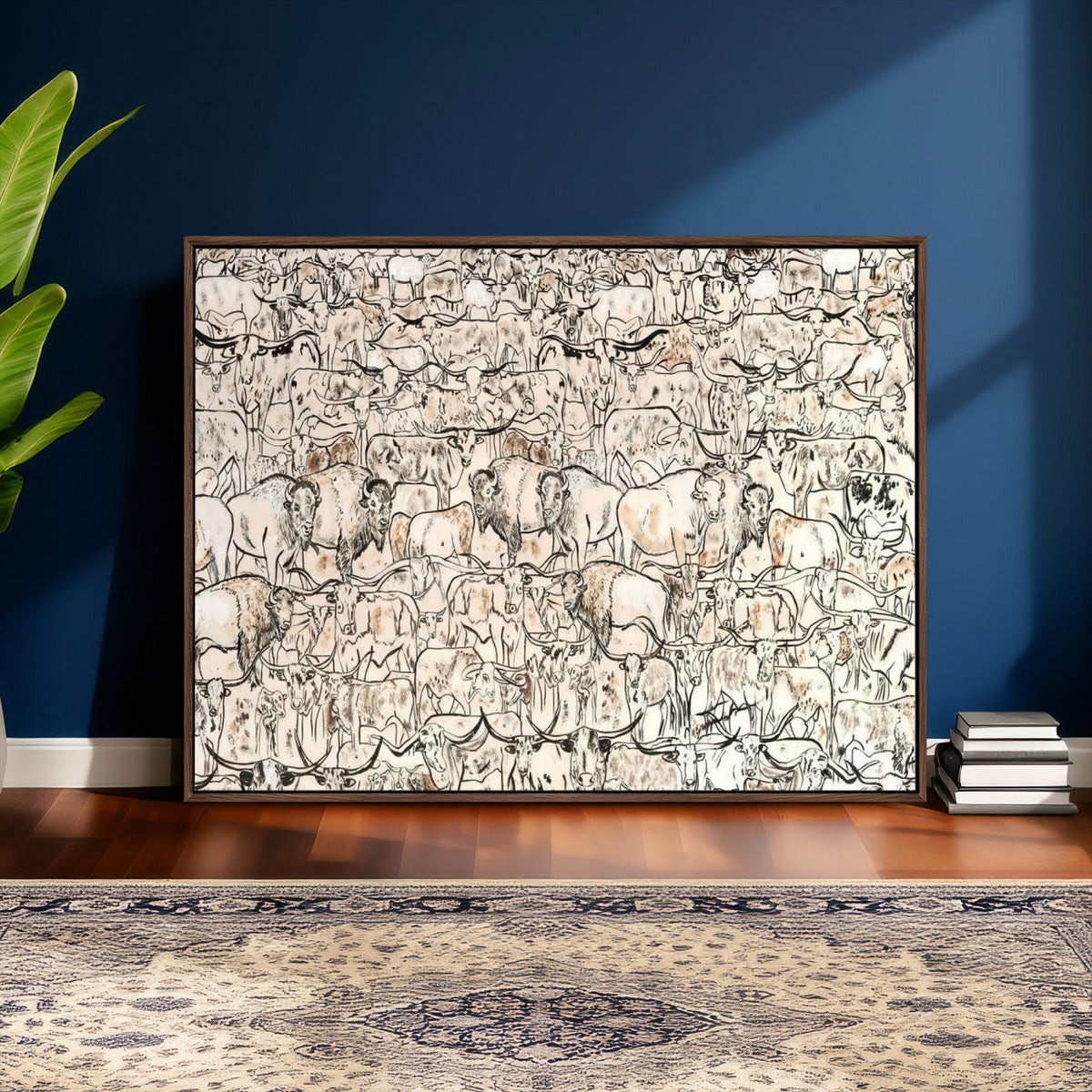 Abstract Bison Wall Art Canvas Print, Abstract Animal Art for Cabin Decor