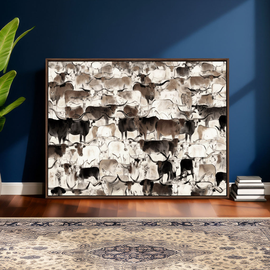 Abstract Texas Longhorn Print, Longhorn Herd Print