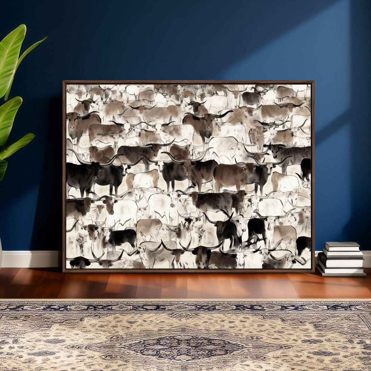 Abstract Texas Longhorn Print, Longhorn Herd Print