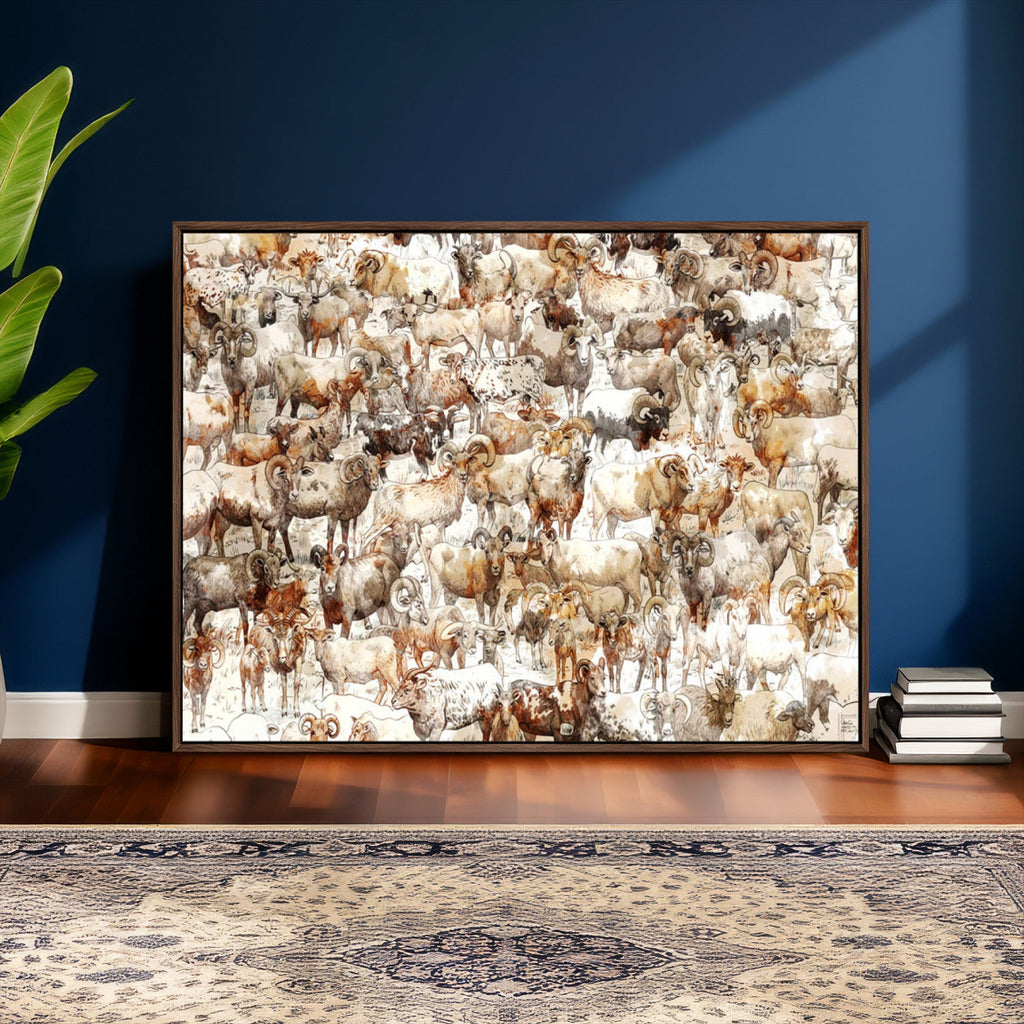 Farmhouse Bighorn Sheep Wall Art Canvas Print