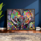 Graffiti Football Helmets Wall Art Canvas Print, Urban Street Art